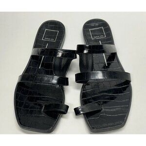 DV by Dolce Vita Black Croc Embossed Strappy Sandals Women’s Size 10 Square Toe